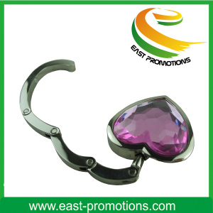 Custom Heart Shape Cute Bag Hanger with Diamond for Promotion